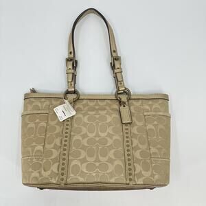 Beige Coach Stud Lurex Tote, with tag.